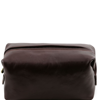 SMARTy - Læder toilet taske - Model stor i farven mørke brun