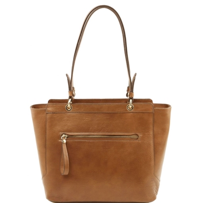 Tuscany Leather NeoClassic - Læder tote with two handles i farven Dark Taupe