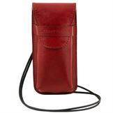 Tuscany Leather Eksklusive læderbriller / Smartphoneholder Model stor i farven rød