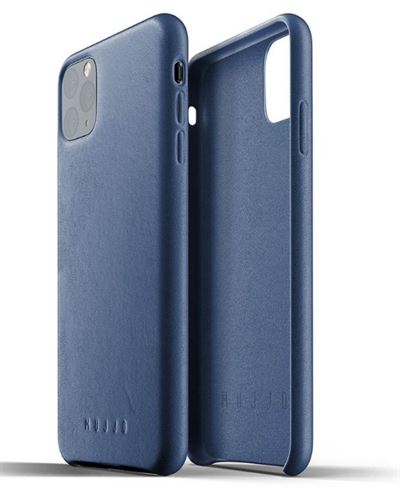 Mujjo læder cover til iPhone 11 pro Max - bagside cover i blå læder