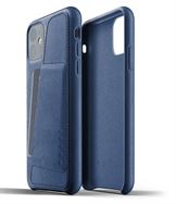 Mujjo læder cover til iPhone 11 pro Max - bagside cover i blå med kreditkortholder