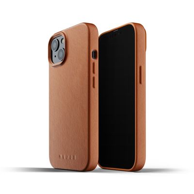 Mujjo læder cover til iPhone 13 - bagside cover i brun læder