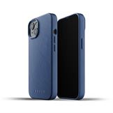 Mujjo læder cover til iPhone 13 - bagside cover i blå læder