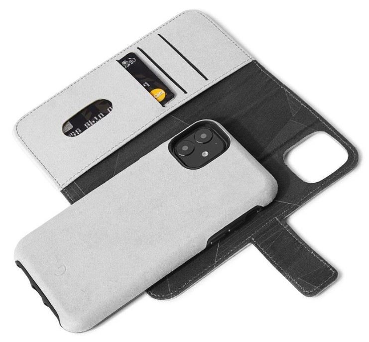 Decoded 2 I 1 cover iPhone 11 pro i grå genbrugslæder med kreditkortholder Bestil D9IPOXIDW2GY-EOL-P16