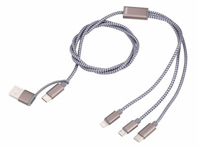 Troika Lightning opladning kabel i grå - 3 i 1 på 1 meter