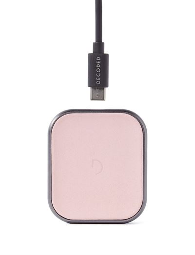 Decoded Fastpad hurtig mini opladerplade til trådløs opladning af iPhone og AirPods - rosa