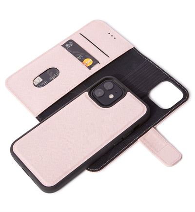 Decoded 2 I 1 cover til iPhone 12 Mini i Rosa læder med kreditkortholder