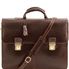 Tuscany Leather 16" Bolgheri - Læder forretningstaske med 2 rum i farven mørke brun