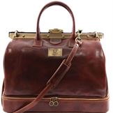 Tuscany Leather Barcellona - Gladstone læder taske med dobbelt bundg i farven brun