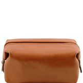 SMARTy - Læder toilet taske - Model lille i farven lyse brun