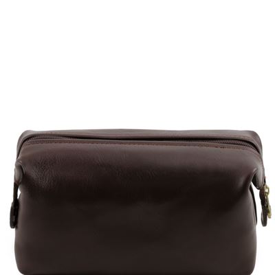 SMARTy - Læder toilet taske - Model lille i farven mørke brun