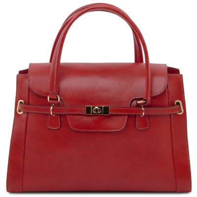 Tuscany Leather NeoClassic - Lady læder håndtaske with twist lock i farven rød
