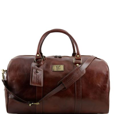 Tuscany Leather Voyager - Rejsetaske i læder med sidelommer - Model stor i farven brun
