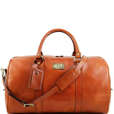 Tuscany Leather Voyager - Rejsetaske i læder med sidelommer - Model stor i farven lyse brun