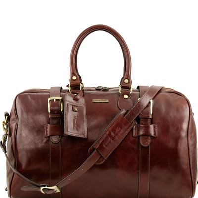 Tuscany Leather Voyager - Rejsetaske i læder med stropper - Model stor i farven brun