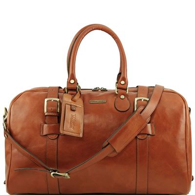 Tuscany Leather Voyager - Rejsetaske i læder med stropper - Model stor i farven lyse brun