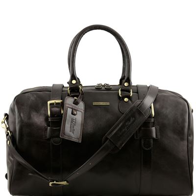 Tuscany Leather Voyager - Rejsetaske i læder med stropper - Model stor i farven mørke brun