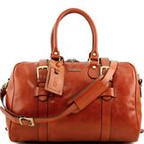 Tuscany Leather Voyager - Rejsetaske i læder med stropper - Model lille i farven lyse brun