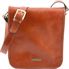 Tuscany Leather 14" Messenger med 2 rum - læder skuldertaske i farven lyse brun