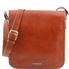 Tuscany Leather 14" Messenger - Læder taske med et rum skuldertaske i farven lyse brun