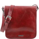 Tuscany Leather 14" Messenger - Læder taske med et rum skuldertaske i farven rød