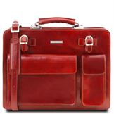 Tuscany Leather 16" Venezia - Læder forretningstaske med 2 rum i farven rød