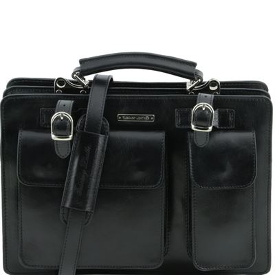 Tuscany Leather Tania - Læder dame håndtaske - Model stor i farven sort