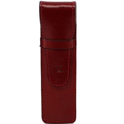 Tuscany Leather Eksklusiv læder kuglepen holder i farven rød