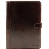 Tuscany Leather Adriano - Læder dokument case med knap lukning i farven mørke brun