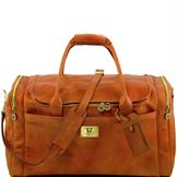 Tuscany Leather Voyager - Læder rejsetaske med med sidelommer - Model stor i farven lyse brun