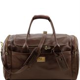 Tuscany Leather Voyager - Læder rejsetaske med med sidelommer - Model stor i farven mørke brun