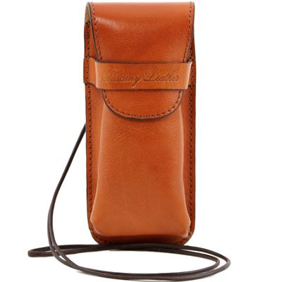 Tuscany Leather Eksklusive læderbriller / Smartphoneholder i farven lyse brun