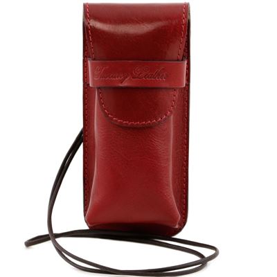 Tuscany Leather Eksklusive læderbriller / Smartphoneholder i farven rød