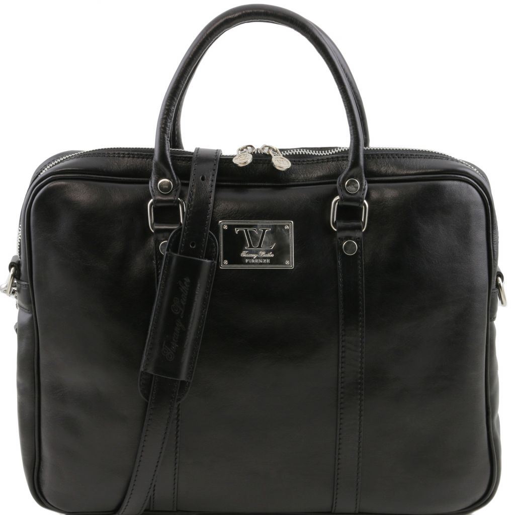 Afvist mammal slå Tuscany Leather 14 Prato herre læder computertaske - Eksklusiv læder taske  i farven sort | Bestil 1283_1_2