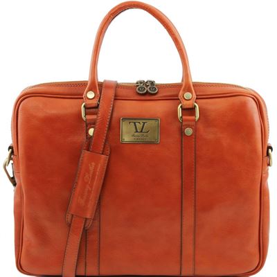 Tuscany Leather 14" Prato herre læder computertaske - Eksklusiv læder taske i farven lysebrun