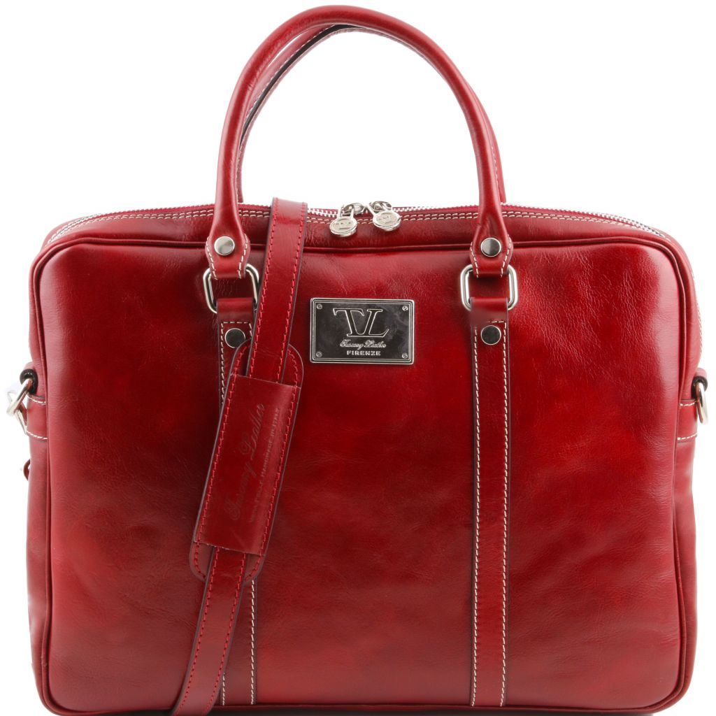 Diktere Mechanics Pudsigt Tuscany Leather 14 Prato herre læder computertaske - Eksklusiv læder taske  i farven rød | Bestil 1283_1_4