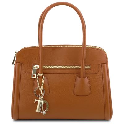 Tuscany Leather Keyluck - Blød læder håndtaske i farven Cognac