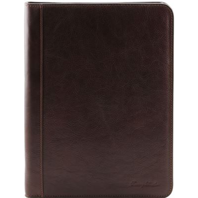 Tuscany Leather Lucio - Eksklusivt læder dokumentetui med ringbind i farven mørke brun