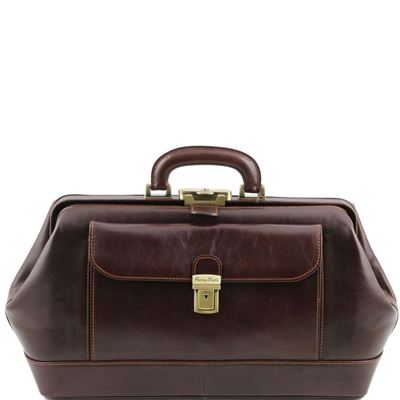 Tuscany Leather Bernini - Eksklusiv lædertaske " Doctor" i farven mørke brun