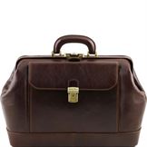 Tuscany Leather Leonardo - Eksklusiv lædertaske " Doctor" i farven mørke brun
