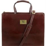 Tuscany Leather 14" Palermo - Læder taske med 3 rum til kvinder i farven brun