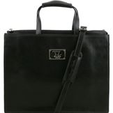 Tuscany Leather 14" Palermo - Læder taske med 3 rum til kvinder i farven sort