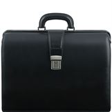 Tuscany Leather Canova - læder briefcase "Doctor" med 3 rum i farven sort