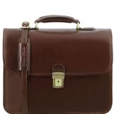 Tuscany Leather 16" Vernazza - Læder forretningstaske med macbook rum med 3 rum i farven brun