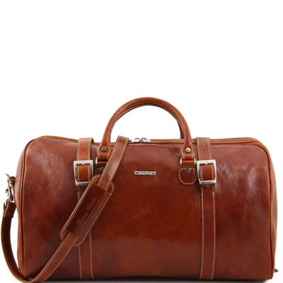 Tuscany Leather Berlin - Rejsetaske i læder med stropper - Model stor i farven lyse brun