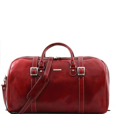 Tuscany Leather Berlin - Rejsetaske i læder med stropper - Model stor i farven rød