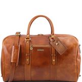 Tuscany Leather Voyager - Rejsetaske i læder med lomme på forsiden i farven lyse brun