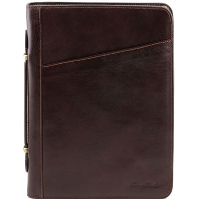 Tuscany Leather Claudio - Eksklusivt læder dokument etui med håndtag i farven mørke brun