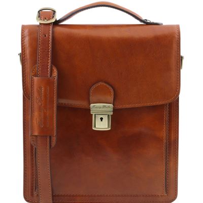 Tuscany Leather David - Læder Crossbody taske - Model stor i farven lyse brun