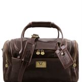 Tuscany Leather Voyager - Læder rejsetaske med med sidelommer - Model lille i farven mørke brun